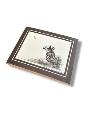 Vintage 1970s Tiger and Butterfly Art Print